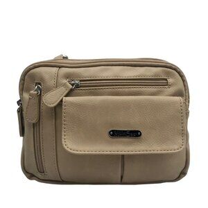 MultiSac Tan Faux Leather Zippy Crossbody Bag